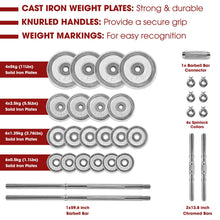 Load image into Gallery viewer, STOZM Combo Adjustable Dumbbells Set 50kg/110lbs with Weight Plates, Handles, Barbell, Connector, Collars & Heavy Duty Steel Deluxe Pull Up Bar with 1100lbs Capacity, 3-Level Adjustability
