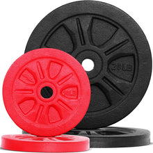 Load image into Gallery viewer, STOZM Supreme Fitness Cast Iron 1 Inch Hole Weight Plates Set 65 lbs for Weightlifting, Strength Training, Work Out (2x2.5lbs, 4x5lbs, 4x10lbs)