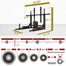 Load image into Gallery viewer, STOZM Combo Adjustable Dumbbells Set 55kg/121lbs with Weight Plates, Handles, Barbells, Connectors, Collars & Heavy Duty Steel Deluxe Pull Up Bar with 1100lbs Weight Capacity, 3-Level Adjustability