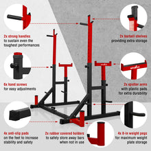 Load image into Gallery viewer, STOZM 14-Gauge Steel Adjustable Squat Rack Stand/Barbell Rack – Max Weight Capacity 770lbs