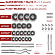 Load image into Gallery viewer, STOZM - 55KG Dumbbell Full Set with Case, Collars, Connectors, Weight Plate, Dumbbell, Straight and Curl Bar Bell Options
