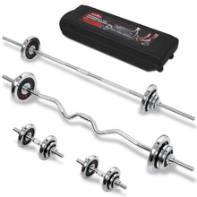 Load image into Gallery viewer, STOZM - 55KG Dumbbell Full Set with Case, Collars, Connectors, Weight Plate, Dumbbell, Straight and Curl Bar Bell Options