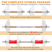 Load image into Gallery viewer, STOZM Premier Dumbbell Handle Set with Handcrafted Wooden Handle – Handmade Wooden Handles Adjustable Dumbbell Set for Weightlifting Strength Training – Collars, Max Gripz and Connector Included to be Used with STOZM Weight Plates