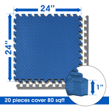 Load image into Gallery viewer, STOZM Interlocking Mats with Borders 24" x 24" x 1” – Non-Skid, Waterproof EVA Foam Floor Interlocking Mats – Pack of 20 Tiles Cover 80sqft – Great for Garages, Basements, Fitness Centers, or Home Gyms