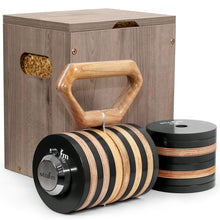 Load image into Gallery viewer, STOZM Adjustable Kettlebell with Wooden Handle for Workout Weightlifting Fitness Gym – Handcrafted Wooden Adjustable Kettlebell Includes Steel & Wooden Weight Plates – Adjustable Kettlebells 20-60lbs