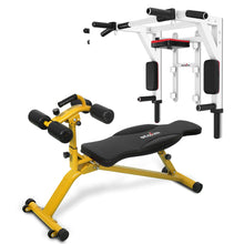 Load image into Gallery viewer, STOZM Combo of Deluxe Pull Up Bar (Black/White) & Multi-functional Adjustable Sit Up Bench, Multi-function Bench Press with Large Backrest - Multiple Color Options