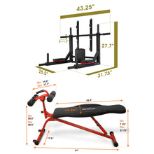 Load image into Gallery viewer, STOZM Combo of Deluxe Pull Up Bar (Black/White) &amp; Multi-functional Adjustable Sit Up Bench, Multi-function Bench Press with Large Backrest - Multiple Color Options

