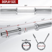 Load image into Gallery viewer, STOZM 20” Olympic Dumbbell Handles – Chrome Dumbbell Weight Lifting Bars with Knurled Grip &amp; Rotating Sleeves Fit 2” Plates – Spring Collars &amp; T-Screw Collars Included, Max Loading 300lbs (Pairs)
