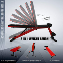 Load image into Gallery viewer, STOZM 14-Gauge Steel Adjustable Weight Bench with Foldable Design–High Weight Capacity 900 lbs for Home Gym, Full Body Workout
