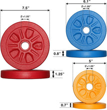 Load image into Gallery viewer, STOZM Supreme Fitness Cast Iron 1 Inch Hole Weight Plates Set 65 lbs for Weightlifting, Strength Training, Work Out (2x2.5lbs, 4x5lbs, 4x10lbs)
