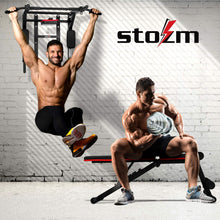 Load image into Gallery viewer, STOZM Combo Adjustable Dumbbells Set 50kg/110lbs with Weight Plates, Handles, Barbell, Connector, Collars &amp; Heavy Duty Steel Deluxe Pull Up Bar with 1100lbs Capacity, 3-Level Adjustability
