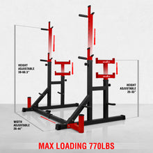 Load image into Gallery viewer, STOZM 14-Gauge Steel Adjustable Squat Rack Stand/Barbell Rack – Max Weight Capacity 770lbs
