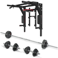 Load image into Gallery viewer, STOZM Combo Adjustable Dumbbells Set 50kg/110lbs with Weight Plates, Handles, Barbell, Connector, Collars &amp; Heavy Duty Steel Deluxe Pull Up Bar with 1100lbs Capacity, 3-Level Adjustability
