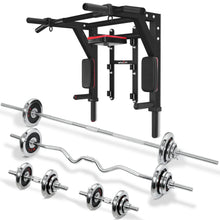 Load image into Gallery viewer, STOZM Combo Adjustable Dumbbells Set 55kg/121lbs with Weight Plates, Handles, Barbells, Connectors, Collars &amp; Heavy Duty Steel Deluxe Pull Up Bar with 1100lbs Weight Capacity, 3-Level Adjustability

