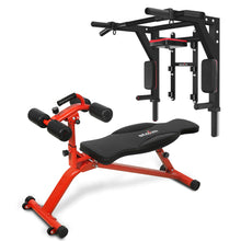 Load image into Gallery viewer, STOZM Combo of Deluxe Pull Up Bar (Black/White) &amp; Multi-functional Adjustable Sit Up Bench, Multi-function Bench Press with Large Backrest - Multiple Color Options

