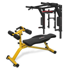 Load image into Gallery viewer, STOZM Combo of Deluxe Pull Up Bar (Black/White) &amp; Multi-functional Adjustable Sit Up Bench, Multi-function Bench Press with Large Backrest - Multiple Color Options
