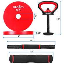 Load image into Gallery viewer, STOZM Weightlifting Accessories Set with 3 in 1 Adjustable Dumbbell Set, Kettlebell Set, Barbell Set, 1 inch Weight Plates for Strength Training, Conditioning Workouts, Weightlifting, Powerlifting
