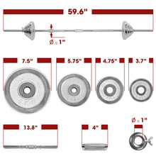 Load image into Gallery viewer, STOZM Dumbbell Set 110lbs Chrome and Paint Coated with Carry Case – Versatile Chrome Dumbbell Set with Barbell, Connector, 20 Weight Plates, 2 Dumbbell Handles &amp; 6 Collars
