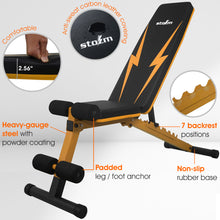 Load image into Gallery viewer, STOZM Combo of Premium Adjustable Barbell Rack / Squat Rack &amp; Deluxe Adjustable Weight Bench with Foldable Design – Multiple Color Options
