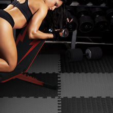 Load image into Gallery viewer, STOZM Interlocking Mats with Borders 24" x 24" x 1” – Non-Skid, Waterproof EVA Foam Floor Interlocking Mats – Pack of 20 Tiles Cover 80sqft – Great for Garages, Basements, Fitness Centers, or Home Gyms
