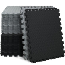 Load image into Gallery viewer, STOZM Interlocking Mats with Borders 24" x 24" x 1” – Non-Skid, Waterproof EVA Foam Floor Interlocking Mats – Pack of 20 Tiles Cover 80sqft – Great for Garages, Basements, Fitness Centers, or Home Gyms
