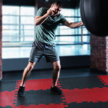 Load image into Gallery viewer, STOZM Interlocking Mats with Borders 24" x 24" x 1” – Non-Skid, Waterproof EVA Foam Floor Interlocking Mats – Pack of 20 Tiles Cover 80sqft – Great for Garages, Basements, Fitness Centers, or Home Gyms
