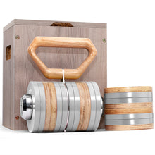 Load image into Gallery viewer, STOZM Adjustable Kettlebell with Wooden Handle for Workout Weightlifting Fitness Gym – Handcrafted Wooden Adjustable Kettlebell Includes Steel &amp; Wooden Weight Plates – Adjustable Kettlebells 20-60lbs
