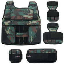 Load image into Gallery viewer, STOZM All Adjustable Weighted Vest / Exercise Vest 43.2lb, Ankle Weights / Leg Weights 12.6lb and Wrist Weights / Arm Weights 10.8lb - Removable Steel Weight Bars Included
