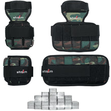 Load image into Gallery viewer, STOZM All Adjustable Weighted Vest / Exercise Vest 43.2lb, Ankle Weights / Leg Weights 12.6lb and Wrist Weights / Arm Weights 10.8lb - Removable Steel Weight Bars Included

