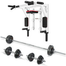 Load image into Gallery viewer, STOZM Combo Adjustable Dumbbells Set 50kg/110lbs with Weight Plates, Handles, Barbell, Connector, Collars &amp; Heavy Duty Steel Deluxe Pull Up Bar with 1100lbs Capacity, 3-Level Adjustability
