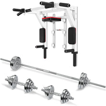 Load image into Gallery viewer, STOZM Combo Adjustable Dumbbells Set 50kg/110lbs with Weight Plates, Handles, Barbell, Connector, Collars &amp; Heavy Duty Steel Deluxe Pull Up Bar with 1100lbs Capacity, 3-Level Adjustability
