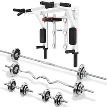 Load image into Gallery viewer, STOZM Combo Adjustable Dumbbells Set 55kg/121lbs with Weight Plates, Handles, Barbells, Connectors, Collars &amp; Heavy Duty Steel Deluxe Pull Up Bar with 1100lbs Weight Capacity, 3-Level Adjustability
