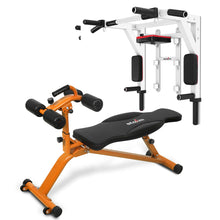 Load image into Gallery viewer, STOZM Combo of Deluxe Pull Up Bar (Black/White) &amp; Multi-functional Adjustable Sit Up Bench, Multi-function Bench Press with Large Backrest - Multiple Color Options
