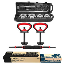 Load image into Gallery viewer, STOZM Combo Weightlifting Accessories and Adjustable Dumbbell Set 50kg / 110 lbs – with Color Options

